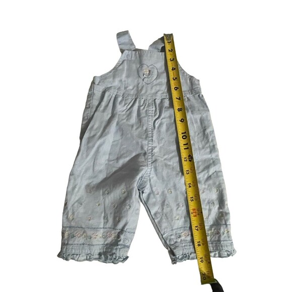 Carter s Light Blue Linen Blend Overalls Floral Girl Size Medium 6 Months Baby - Picture 5 of 16